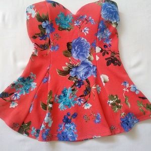 Floral Print Peplum Blouse